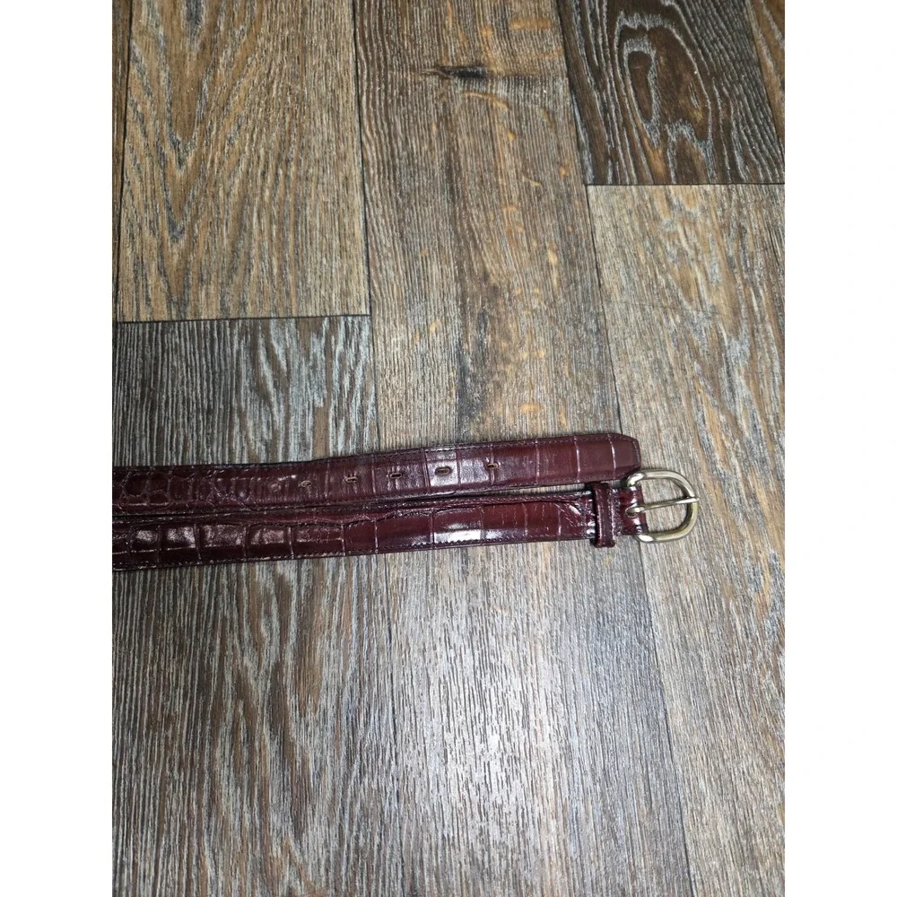 Bill Blass Mens Belt 40 Burgundy Mahogany Faux Croc Embossed Leather USA 2778